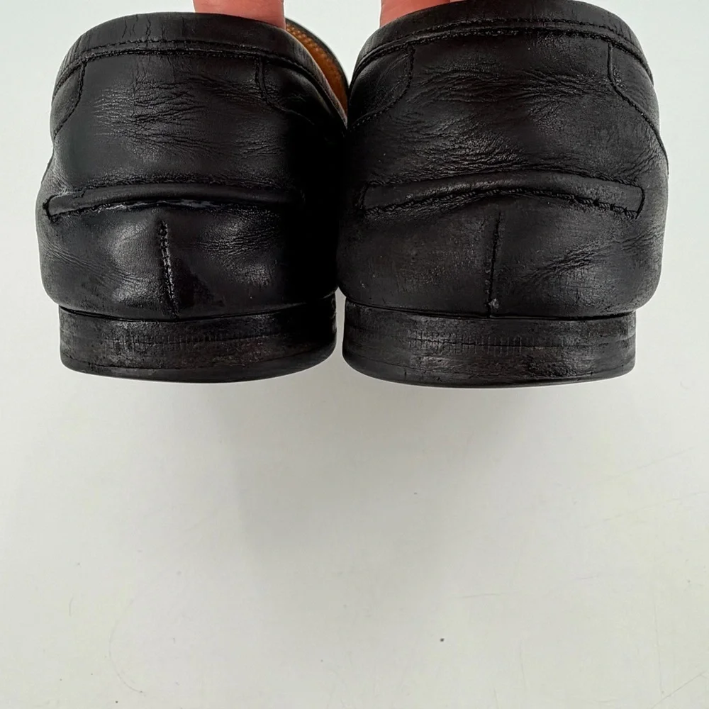 GUCCI Black Leather Horsebit Classic Mens 9 Dress Shoes Loafers FLAWS